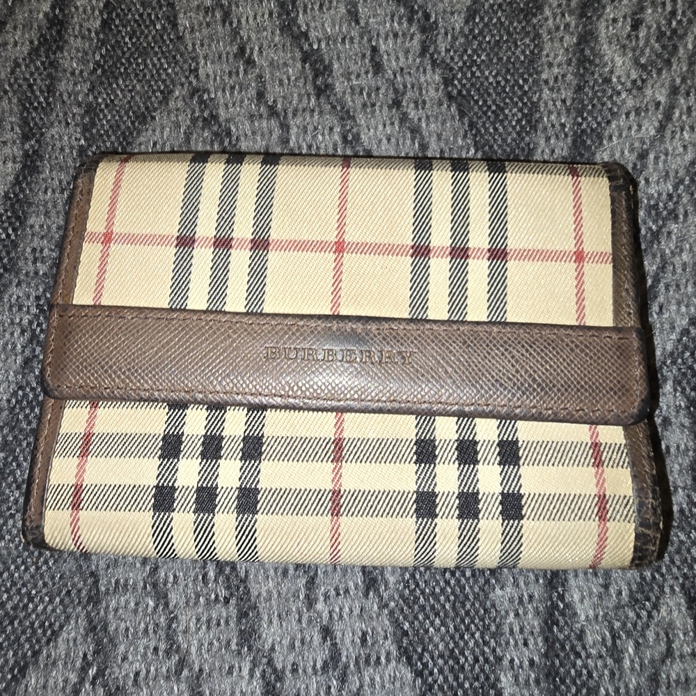 Burberry Tan and Brown Wallets with Iconic Check Pattern